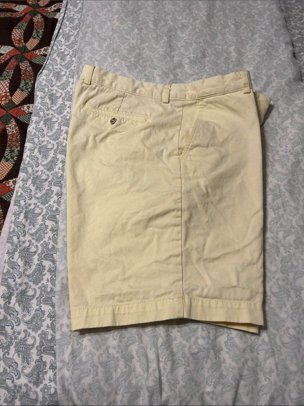 Roundtree & Yorke Men's Light Yellow Flat-Front Shorts